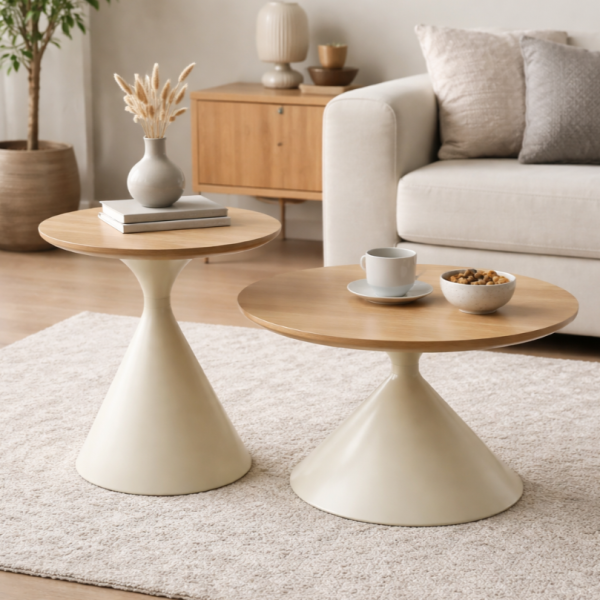 Modern Wooden Coffee Table - Nordic, Homestay - Cream