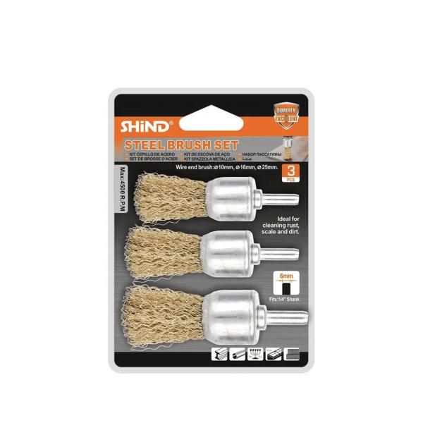 Shind 3‑Piece Wire Brush Set – Brass & Stainless Steel Cleaning Brushes for Rust, Grime & Surface Prep