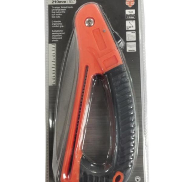 Shind 210 mm Folding Wood Saw – 7‑Tooth Tri‑Edged Blade, 24.4 mm Pitch, Ergonomic Non‑Slip Handle with Safety Lock