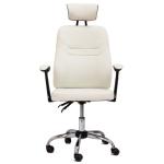 Revolt Ergonomic High-Back Executive Office Chair with Adjustable Headrest, Lumbar Support, Aluminium Base & Reclining Synchro Tilt - White