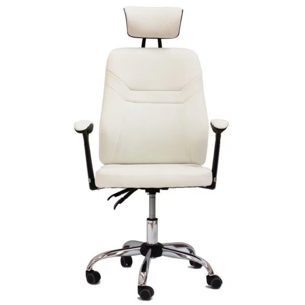 Revolt Ergonomic High-Back Executive Office Chair with Adjustable Headrest, Lumbar Support, Aluminium Base & Reclining Synchro Tilt - White