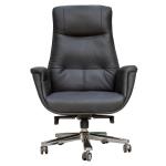 Larole Executive Office Chair with PU Leather Upholstery, Knee Tilt Mechanism, Polished Aluminium Base & Adjustable Height - Black
