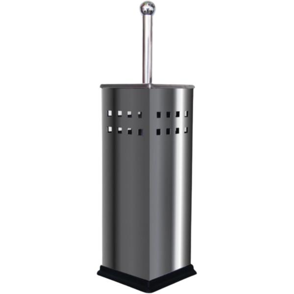 Modern Square Stainless Steel Toilet Brush Holder with Ventilated Design