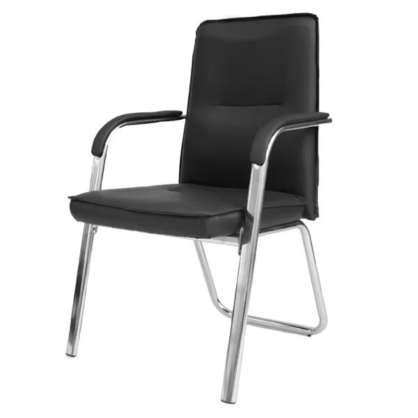 Movember Ergonomic High-Back Executive Office Desk Chair with Premium PU Leather, Chrome Cantilever Frame & Padded Armrests - Black