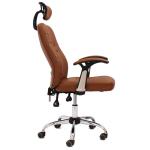 Ergonomic High-Back Executive Office Chair with Adjustable Headrest, Lumbar Support, Aluminium Base & Reclining Synchro Tilt - Brown