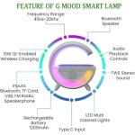 3-in-1 LED Table Lamp with 10W Wireless Charger, Bluetooth Speaker, RGB Night Light & 1200mAh Rechargeable Battery – White
