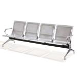 Nomad 4-Seater Reception & Waiting Area Office Bench with Powder-Coated Steel Frame - Grey