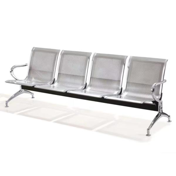 Nomad 4-Seater Reception & Waiting Area Office Bench with Powder-Coated Steel Frame - Grey