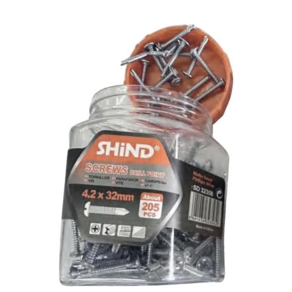 Shind 4.2 x 32mm Silver Self-Drilling Screws with Drill Point – 205-Pack