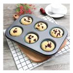 Premium Non-Stick Carbon Steel 6-Cup Muffin Pan – Black Cupcake Tray