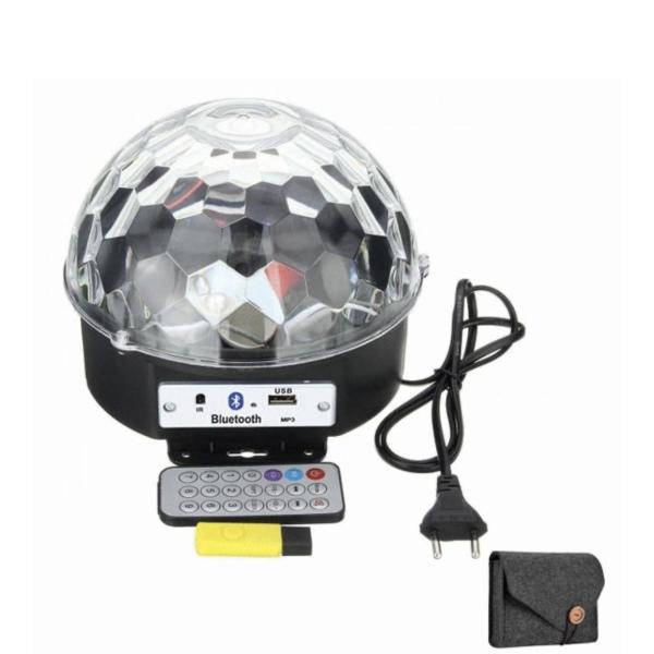 Optic Crystal Ball Magic LED Stage Light with Electronics Pouch – RGB Rotating Disco Stage Projector