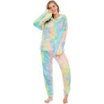 2-Piece Wearable Blanket Hoodie Set Oversized Fleece Tie-Dye Hooded Sweatshirt and Lounge Pants One Size Fits All Pastel Rainbow