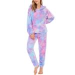 2-Piece Wearable Blanket Hoodie Set Oversized Fleece Tie-Dye Hooded Sweatshirt and Lounge Pants Loungewear Cozy One Size Fits All