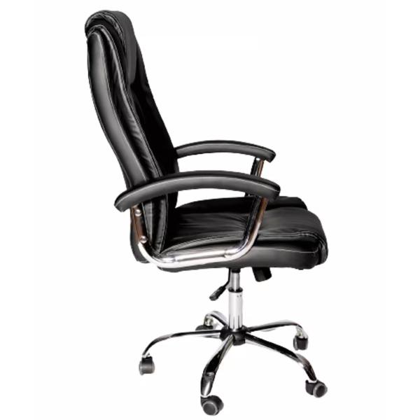 Loco Mid-Back Office Chair Ergonomic Desk Chair with Polished Chrome Base Fixed Armrests 360 Degree Swivel Task Chair Black