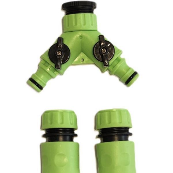 Heavy-Duty 2-Way Brass Hose Splitter with Tap Connector & 2 Hose Fittings – Solid Brass Y Adapter with Individual Shut-off Valves"