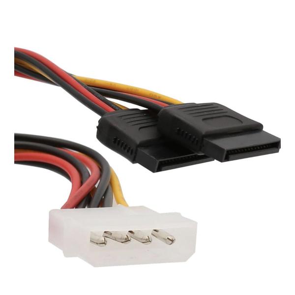 Male Molex to 2 x Female SATA Power Splitter Cable – 2 Pack