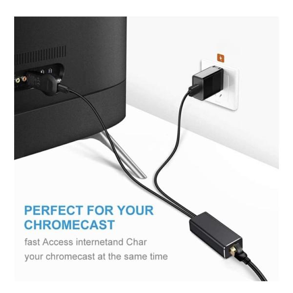 SE‑L156 Ethernet Adapter for Fire TV Stick – Micro USB to RJ45 Wired Network, 1 m