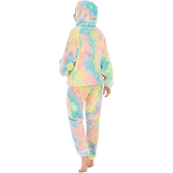2-Piece Wearable Blanket Hoodie Set Oversized Fleece Tie-Dye Hooded Sweatshirt and Lounge Pants One Size Fits All Pastel Rainbow