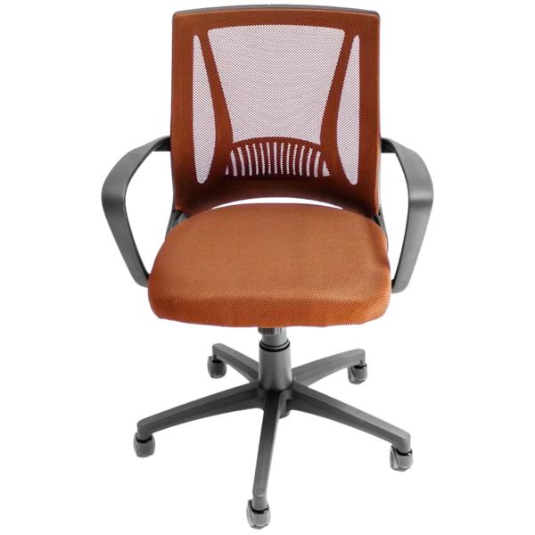 Magma Mid-Back Mesh Office Chair Ergonomic Computer Desk Chair with Fixed Armrests Nylon Base Swivel Task Chair Brown