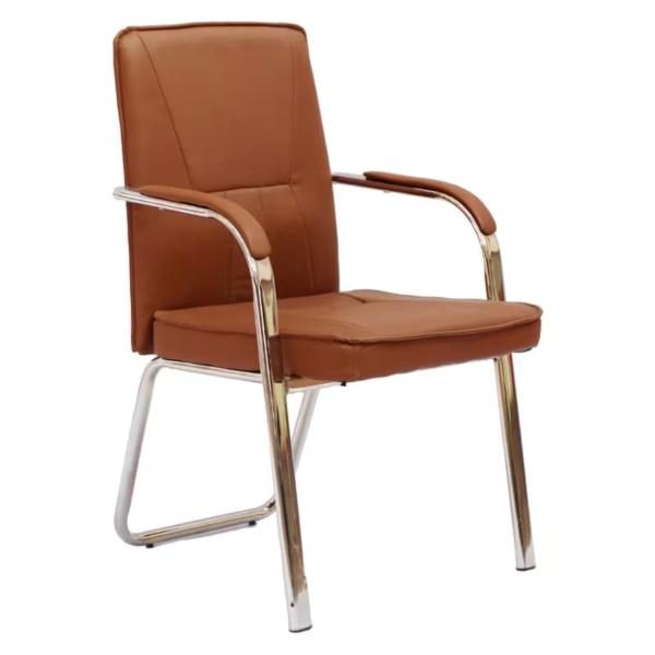 Movember Ergonomic High-Back Executive Office Desk Chair with Premium PU Leather, Chrome Cantilever Frame & Padded Armrests - Brown