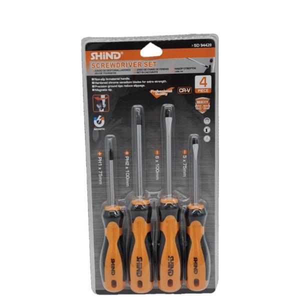 Shind 4‑Piece Magnetic Screwdriver Set – Hardened Chrome Vanadium Blades