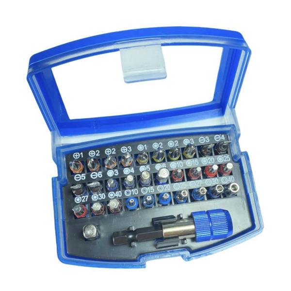 32-Piece S2 Steel Screwdriver Bit Set – Pozi, Hex, Torx, Phillips & Security Bits with Magnetic Holder