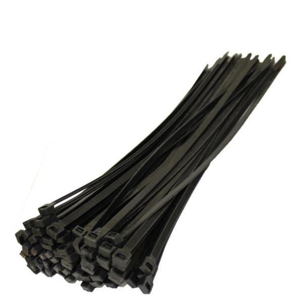 Black Nylon Cable Ties – 2.5 × 100 mm, Pack of 100, Self‑Locking Zip Straps