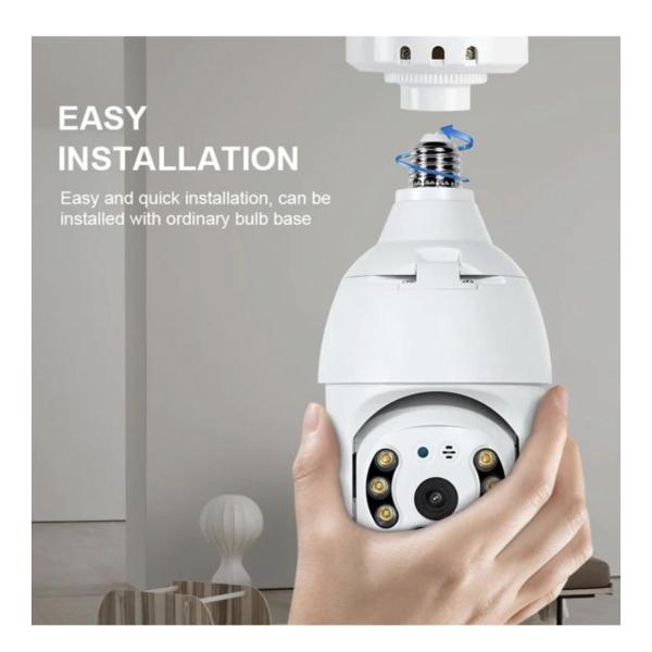 360° Smart WiFi Lamp Camera & Keyholder—HD 1080p Panoramic Bulb Cam with Night Vision, Motion Alerts & 2-Way Talk