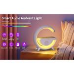 3-in-1 LED Table Lamp with 10W Wireless Charger, Bluetooth Speaker, RGB Night Light & 1200mAh Rechargeable Battery – White