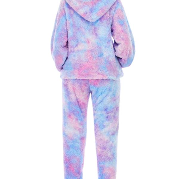 2-Piece Wearable Blanket Hoodie Set Oversized Fleece Tie-Dye Hooded Sweatshirt and Lounge Pants Loungewear Cozy One Size Fits All