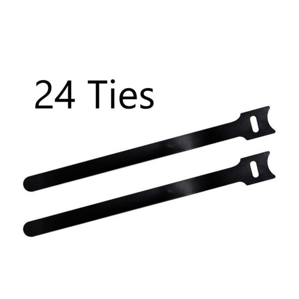 Linkbasic 200 mm × 12 mm Reusable Hook‑and‑Loop Cable Ties – 24‑Pack, Black