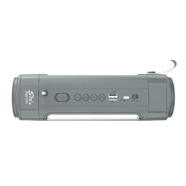 ZQS1351 - Solar-Powered Bluetooth Speaker - LED Flashlight - Grey
