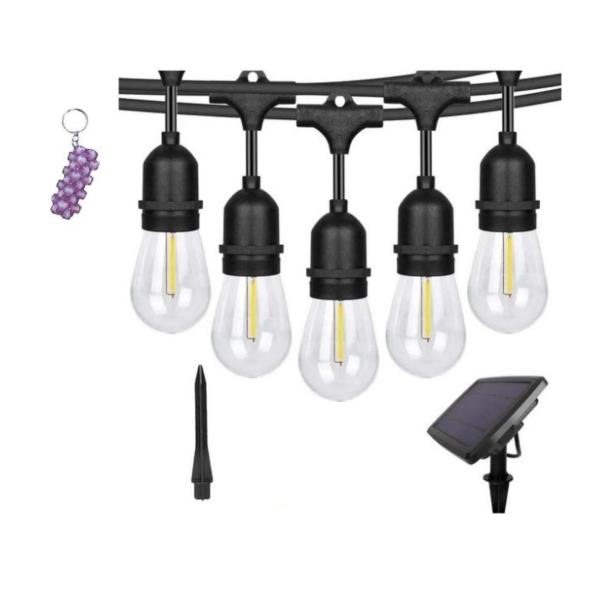 5 m Solar Powered Outdoor String Lights – 10 LED Globe Bulbs with Keyholder Hook & Auto Night Sensor