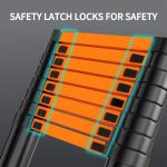 4.0m Multifunctional Telescopic Ladder 2.1m Herringbone A-Frame Step Ladder Heavy Duty Thickened Steel Folding One-Touch Unlocking Black & Orange
