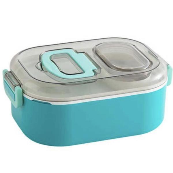2-Layer Portable Lunch Box – Leak-Proof Stainless Steel & BPA-Free PP, Dual Compartments, Microwave-Safe