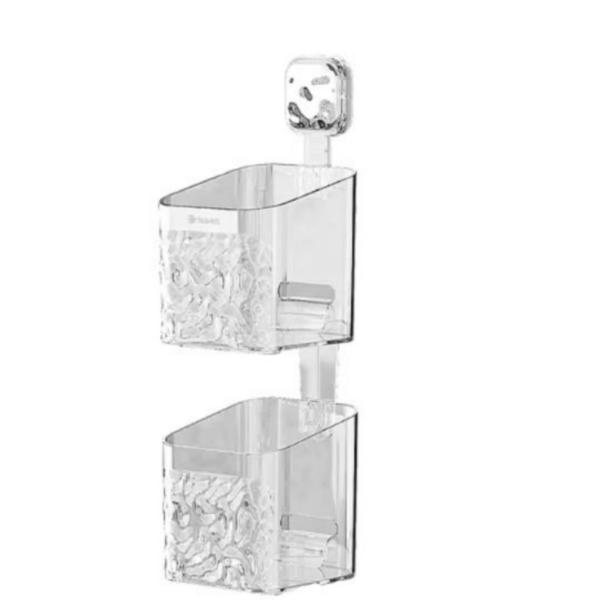 Wall-Mounted Suction Cup Storage Box Holder – No-Drill Bathroom Shower Organizer