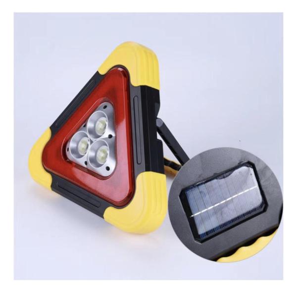 Solar Triangle Warning Light with Solar Panel & USB Power‑Bank Cable – COB LED Roadside Emergency Triangle