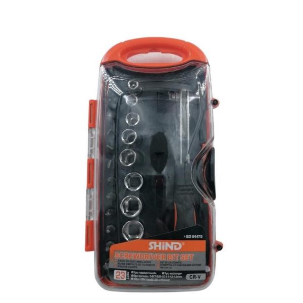 Shind 19 Pcs CR-V Screwdriver Bit Set with Ratchet Handle & Sockets