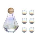 Glass Diamond Diamond‑Pattern Decanter Set – 750 ml Lead‑Free Decanter + Six Faceted Whiskey Glasses