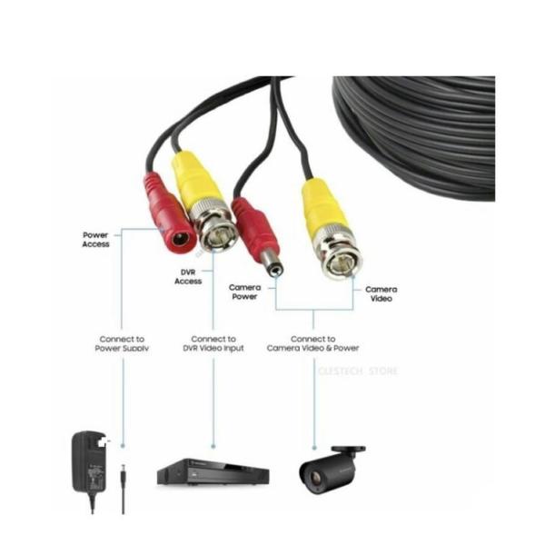 30 M AHD 4.0 BNC + DC Power CCTV Cable – 100 ft Siamese Video & Power Cord