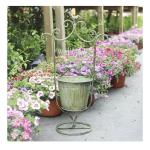 Vintage Metal “Welcome” Plant Stand – 55 cm Tall Basket Pot Holder for Garden & Porch