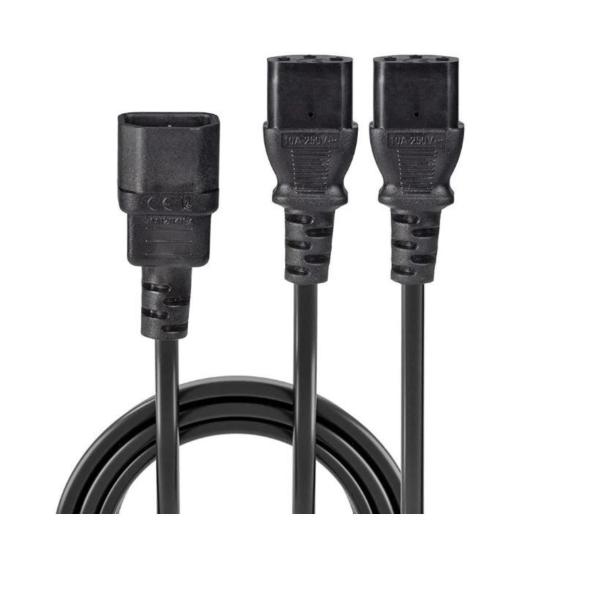 XF0536 IEC C14 to Dual C13 Y Splitter Power Adapter Cable – 1.6m, 10A, Black