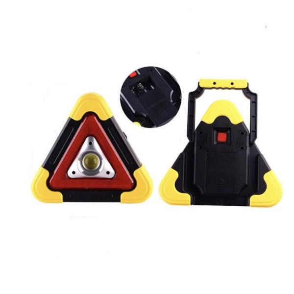 Compact LED Car Emergency Warning Triangle – Battery-Powered Safety Sign with COB LED & USB Port