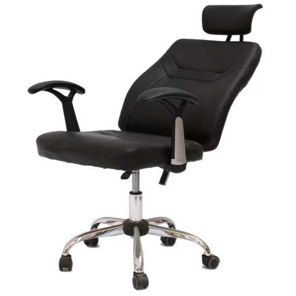 Revolt Ergonomic High-Back Executive Office Chair with Adjustable Headrest, Lumbar Support, Aluminium Base & Reclining Synchro Tilt - Black