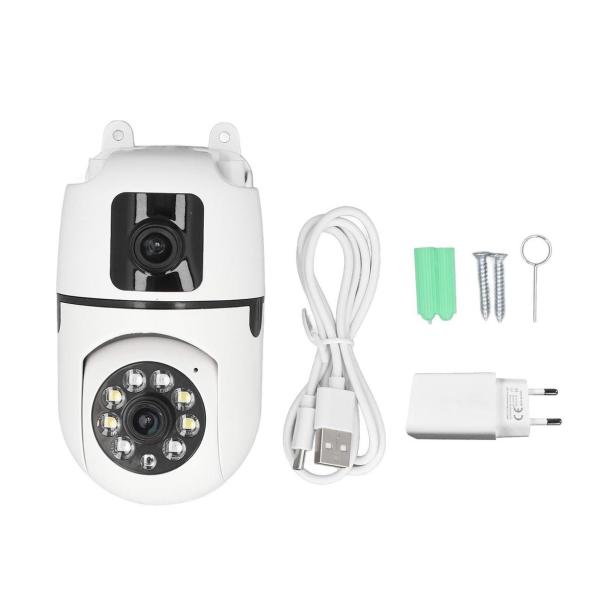 360° Rotatable 2MP Dual‑Lens Dome WiFi Camera with Night Vision & Auto‑Tracking