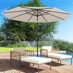 Riviera Deluxe Patio Umbrella 2.5m Outdoor Sun Shading Canopy Tilt Mechanism Crank Handle Weather Resistant Taupe With Base