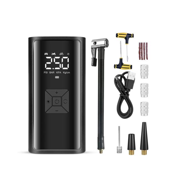 Portable Cordless Tire Inflator 150 PSI Wireless Air Compressor with LCD Display and LED Light