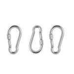 Shind 120 mm Stainless Steel Snap Hook with Locking Screw Gate – 3‑Pack
