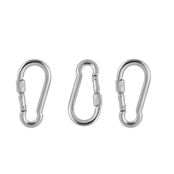 Shind 120 mm Stainless Steel Snap Hook with Locking Screw Gate – 3‑Pack