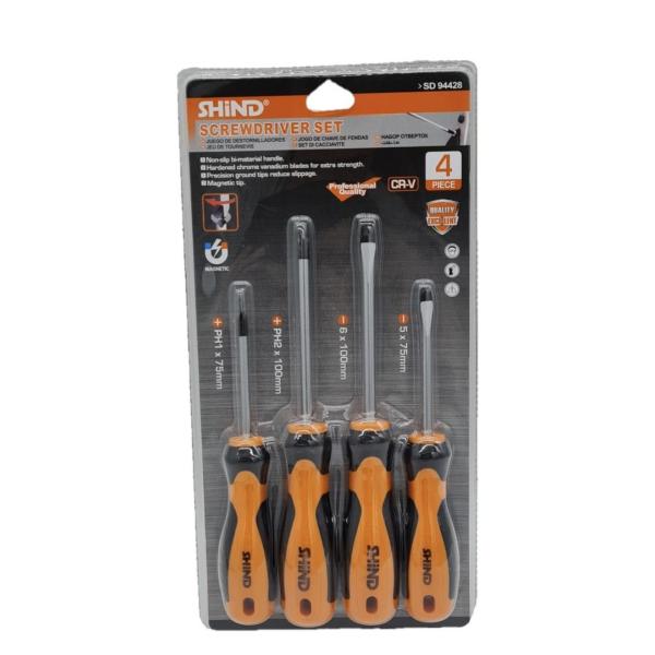 Shind 4‑Piece Chrome Vanadium Magnetic Screwdriver Set – TPR Comfort Grip